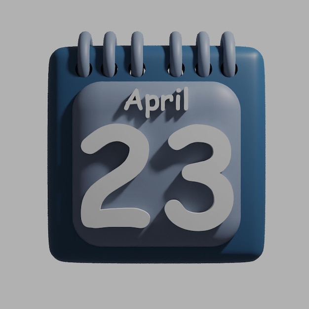 A blue calendar with the date april 23 on it