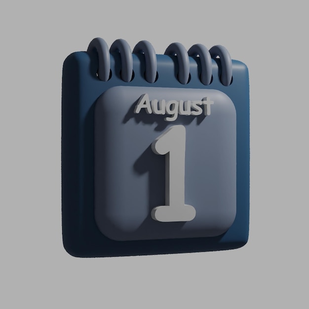 PSD a blue calendar with the date august 1 on it