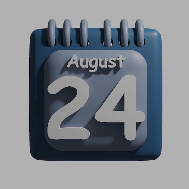 PSD a blue calendar with the date august 24 on it