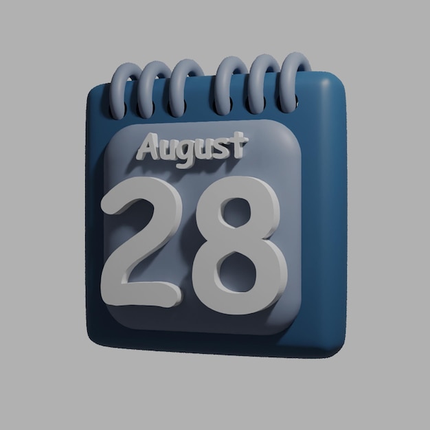 A blue calendar with the date august 28 on it