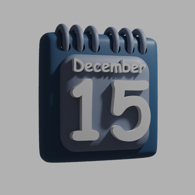 PSD a blue calendar with the date december 15 on it