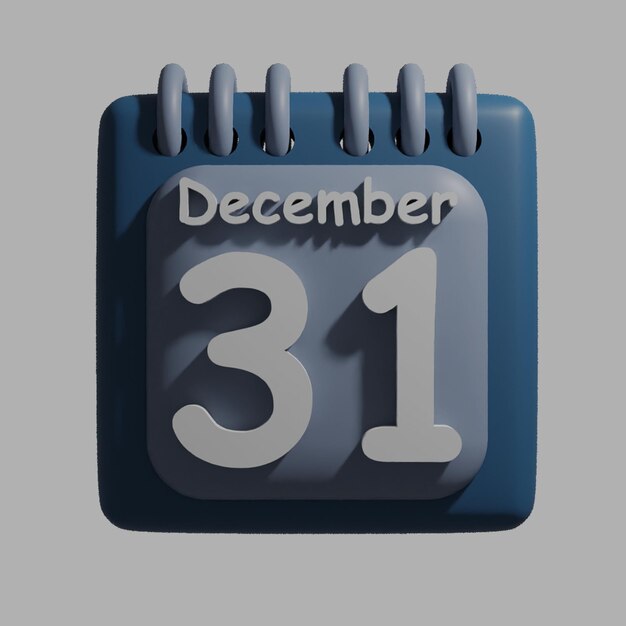 A blue calendar with the date december 31 on it