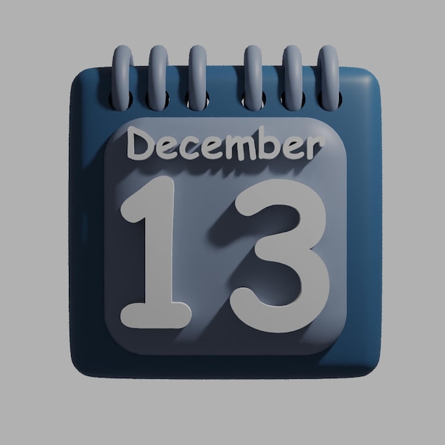 PSD a blue calendar with the date desember 13 on it