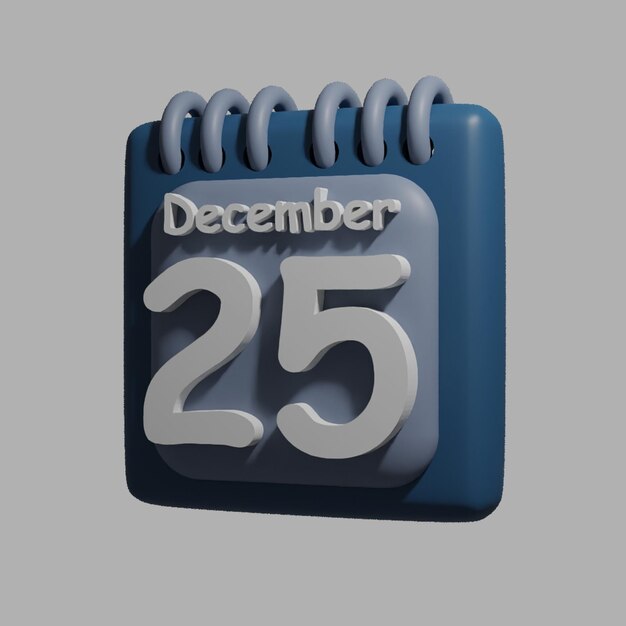 PSD a blue calendar with the date desember 25 on it