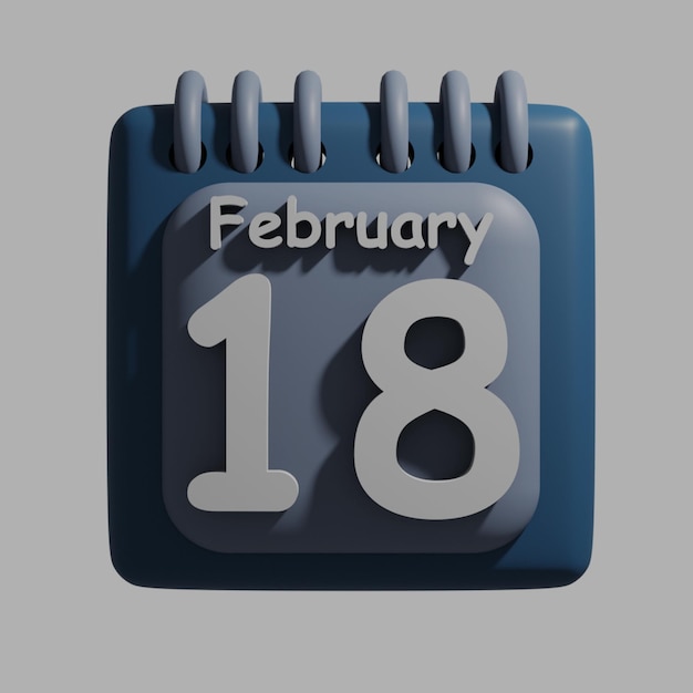 PSD a blue calendar with the date february 18 on it