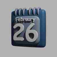 PSD a blue calendar with the date february 26 on it