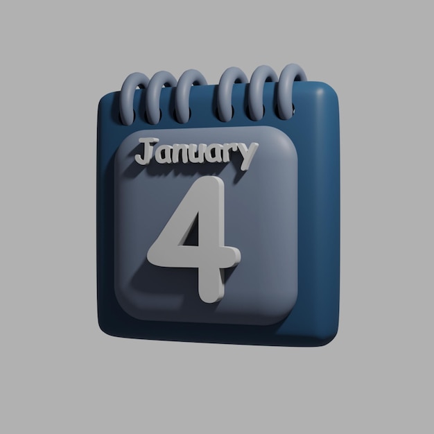 1月4日の青いカレンダー。
