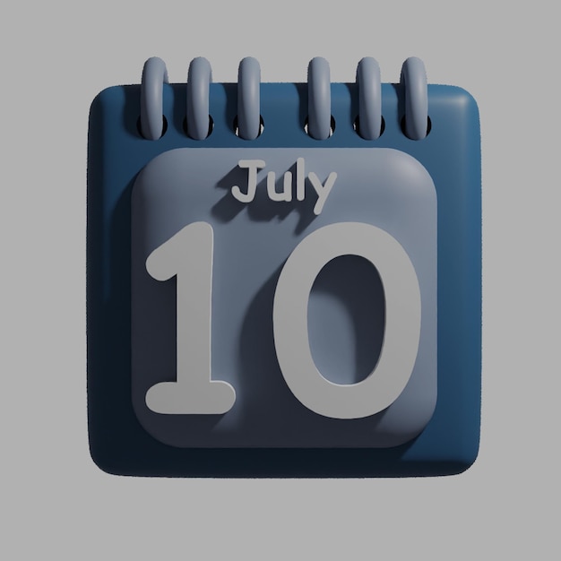 PSD a blue calendar with the date july 10 on it