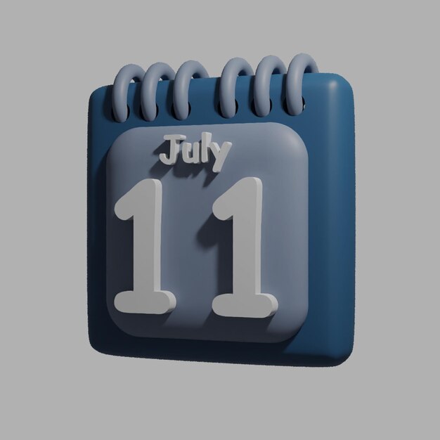 PSD a blue calendar with the date july 11 on it