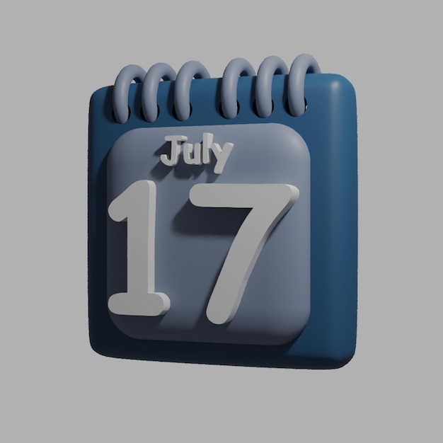 PSD a blue calendar with the date july 17 on it