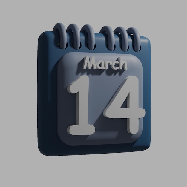 A blue calendar with the date march 14 on it