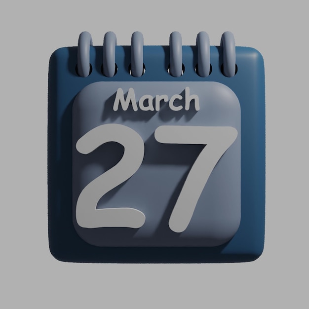 PSD a blue calendar with the date march 27 on it