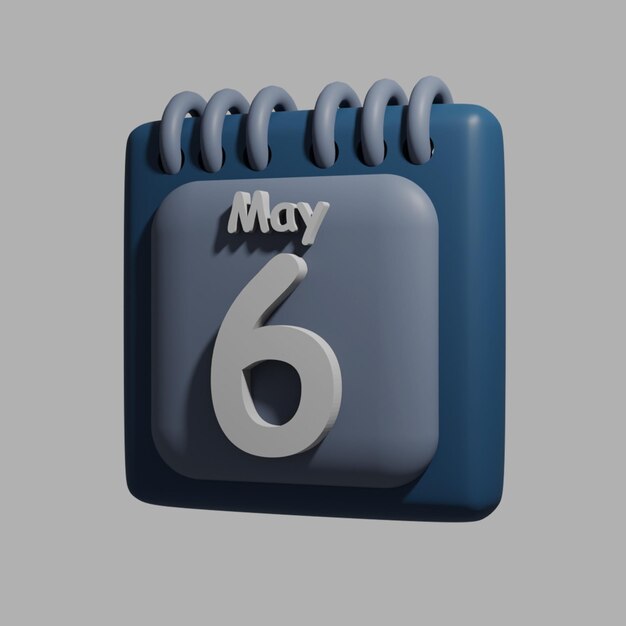 PSD a blue calendar with the date may 6 on it.