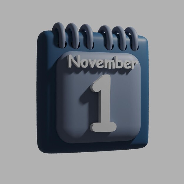 A blue calendar with the date november 1 on it