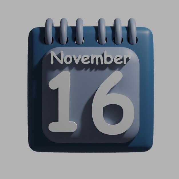 PSD a blue calendar with the date november 16 on it