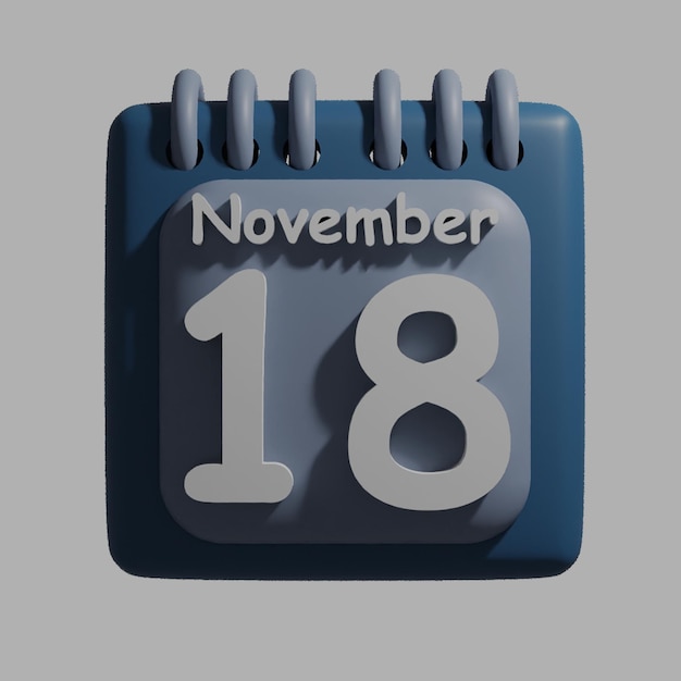 PSD a blue calendar with the date november 18 on it