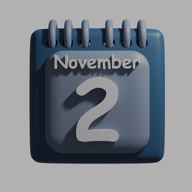 PSD a blue calendar with the date november 2 on it