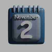 PSD a blue calendar with the date november 2 on it