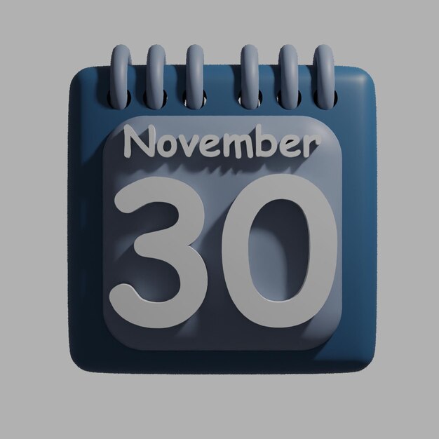 PSD a blue calendar with the date november 30 on it