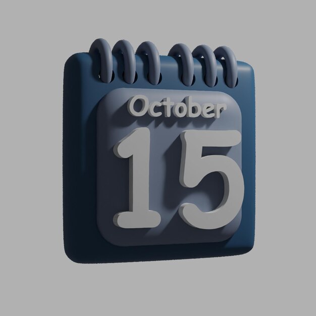 PSD a blue calendar with the date october 15 on it