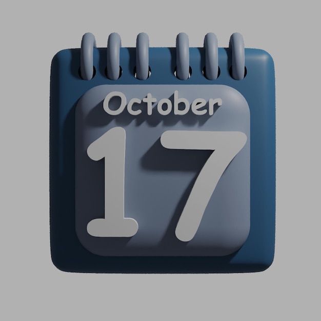 PSD a blue calendar with the date october 17 on it