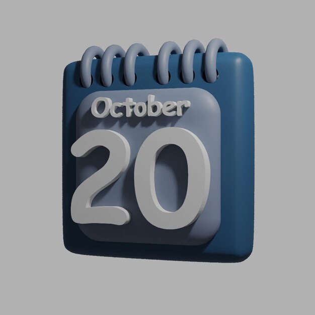 PSD un calendario blu con la data 20 ottobre