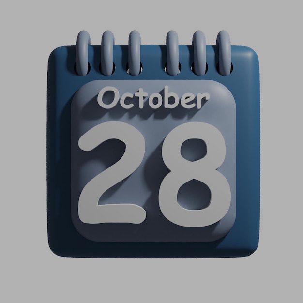 a blue calendar with the date october 28 on it