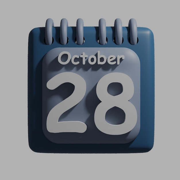 PSD a blue calendar with the date october 28 on it