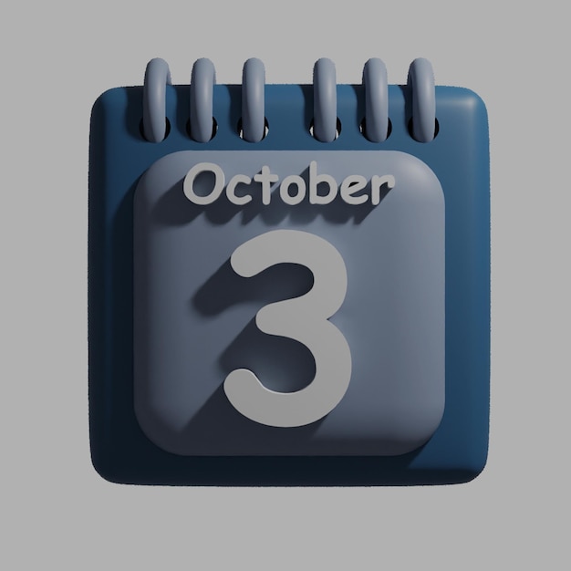 A blue calendar with the date october 3 on it