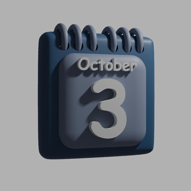 PSD a blue calendar with the date october 3 on it