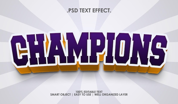 PSD blue campions sport text style effect