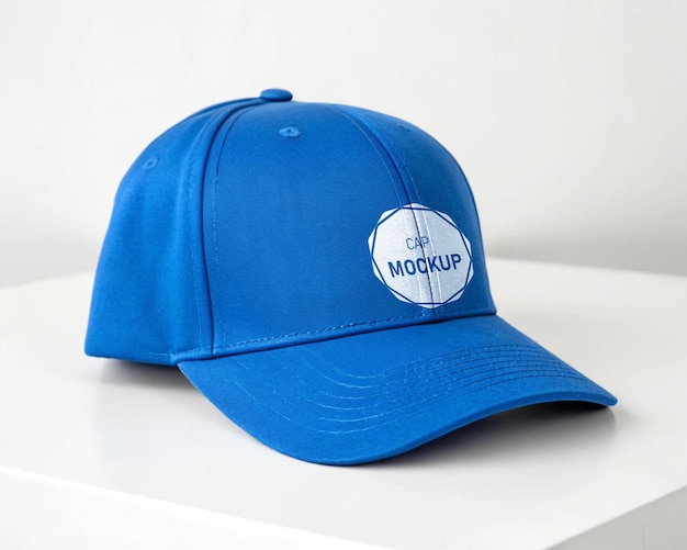 blue cap mockup on white background