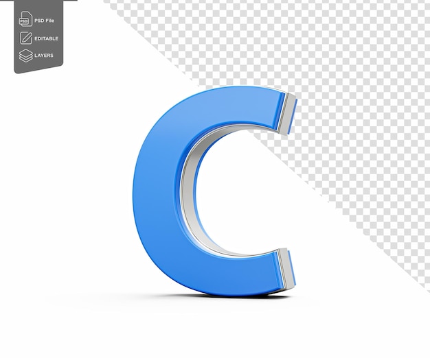 Blue Capital Letter C Gleams With Its Sleek Modern Design Bold Font With Sharp Edges 3D Illustration