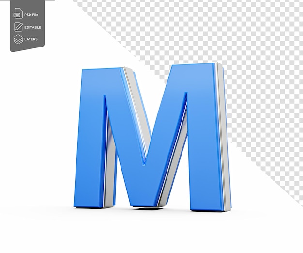 Blue Capital Letter M Gleams With Its Sleek Modern Design Bold Font With Sharp Edges 3D Illustration
