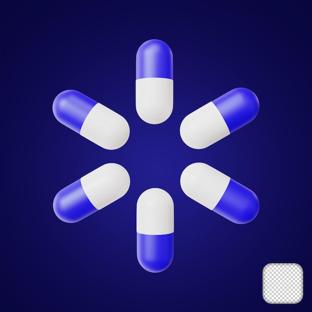 Blue capsule in a cross array 3d illustration