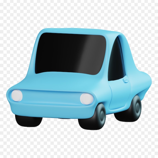 Un'auto blu con il finestrino posteriore aperto e il lunotto posteriore è etichettato