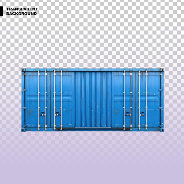 Blue cargo container isolated on transparent background