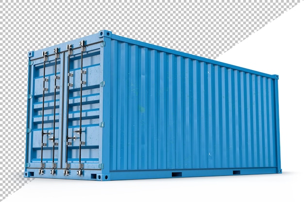 青い貨物輸送コンテナ。 3Dレンダリング