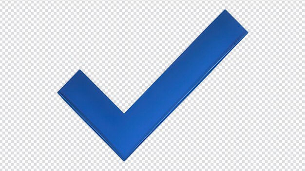 blue check mark graphic on a transparent background representing approval or confirmation in design and communication
