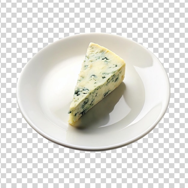 PSD 透明な背景に隔離された白いプレート上の青いチーズ