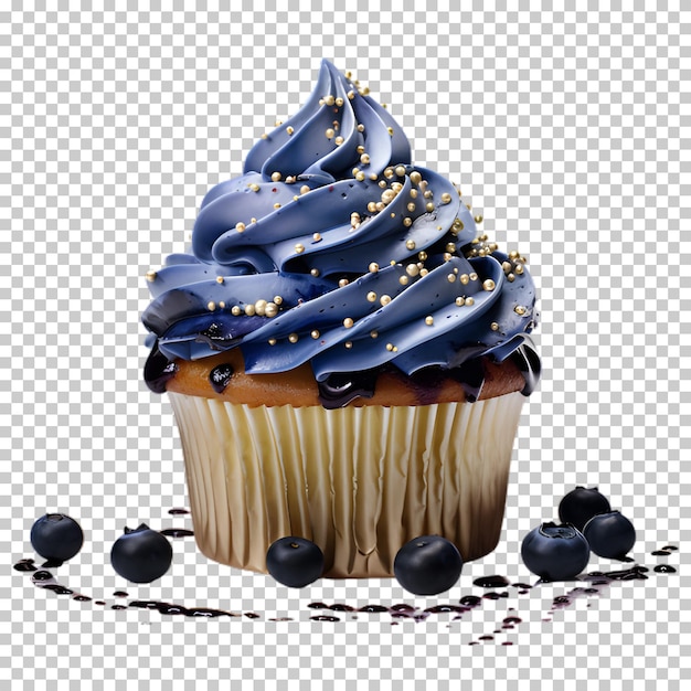 PSD blue chocolate cupcake isolated on transparent background