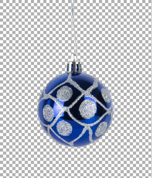 Blue christmas ball with with shiny silver pattern isolated