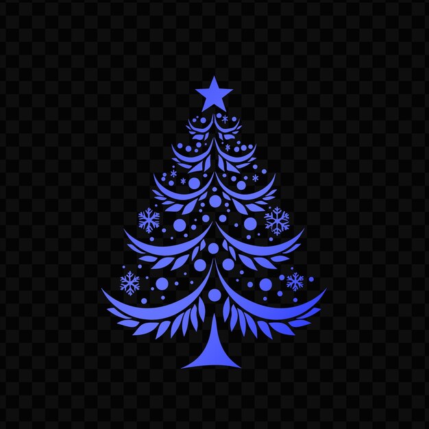 PSD blue christmas tree on a black background free vector