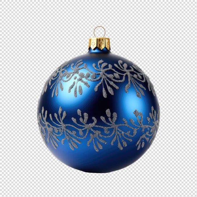 PSD blue christmass ball with ornament decoration background png transparent