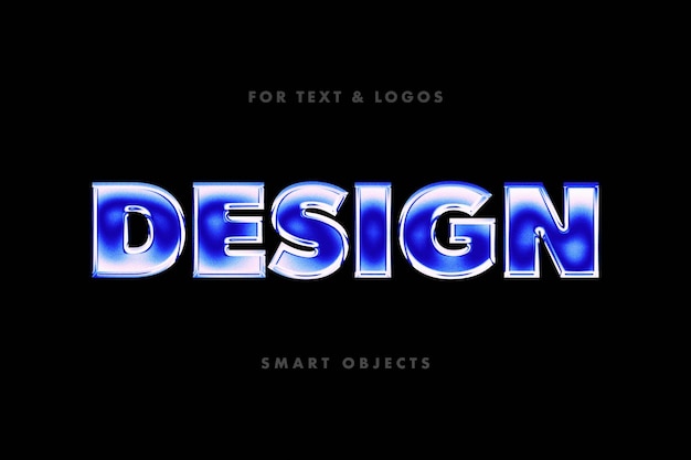 Blue chrome text effect