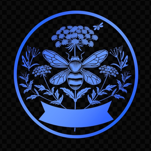 PSD a blue circle with a bee on it