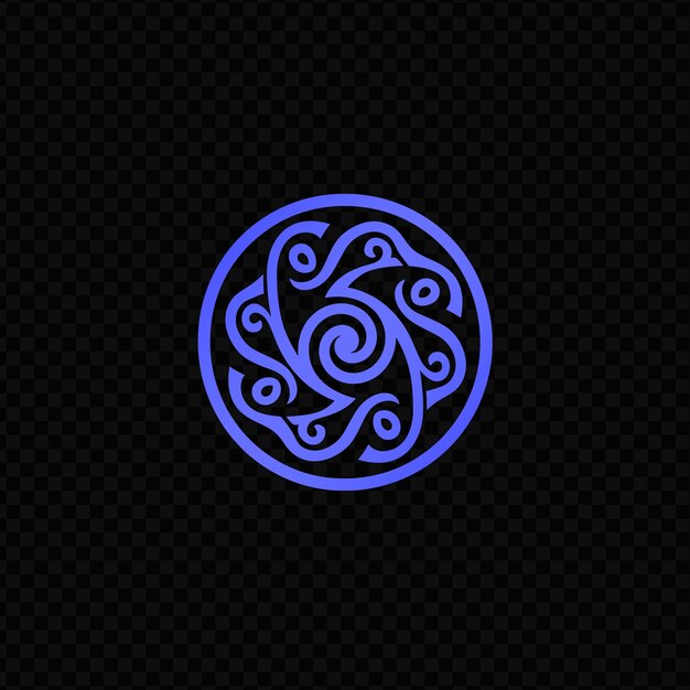PSD blue circle with a pattern of swirls on a dark background