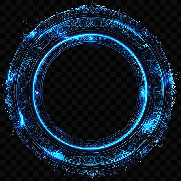 PSD a blue circle with a pattern of text written on it