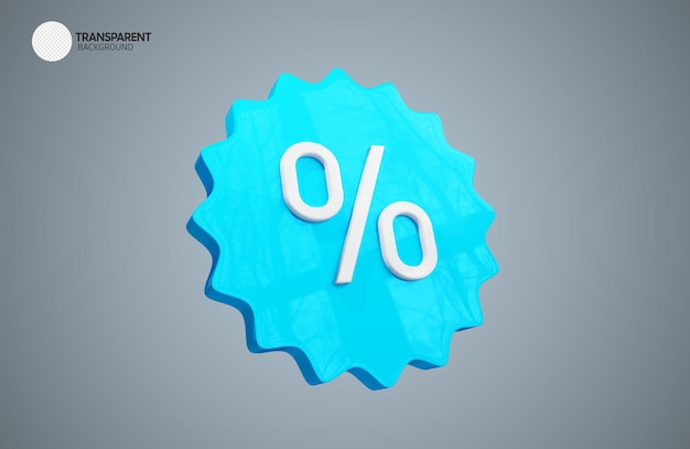 A blue circle with a percent symbol on it