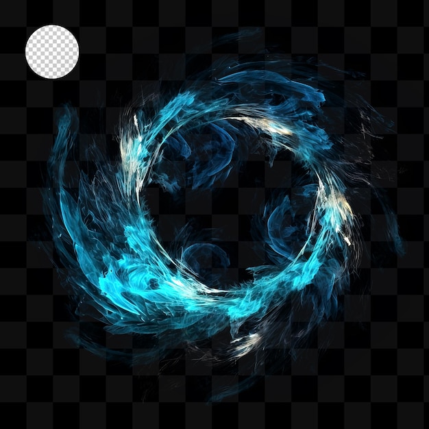 A blue circle with a white circle in the middle that says fire